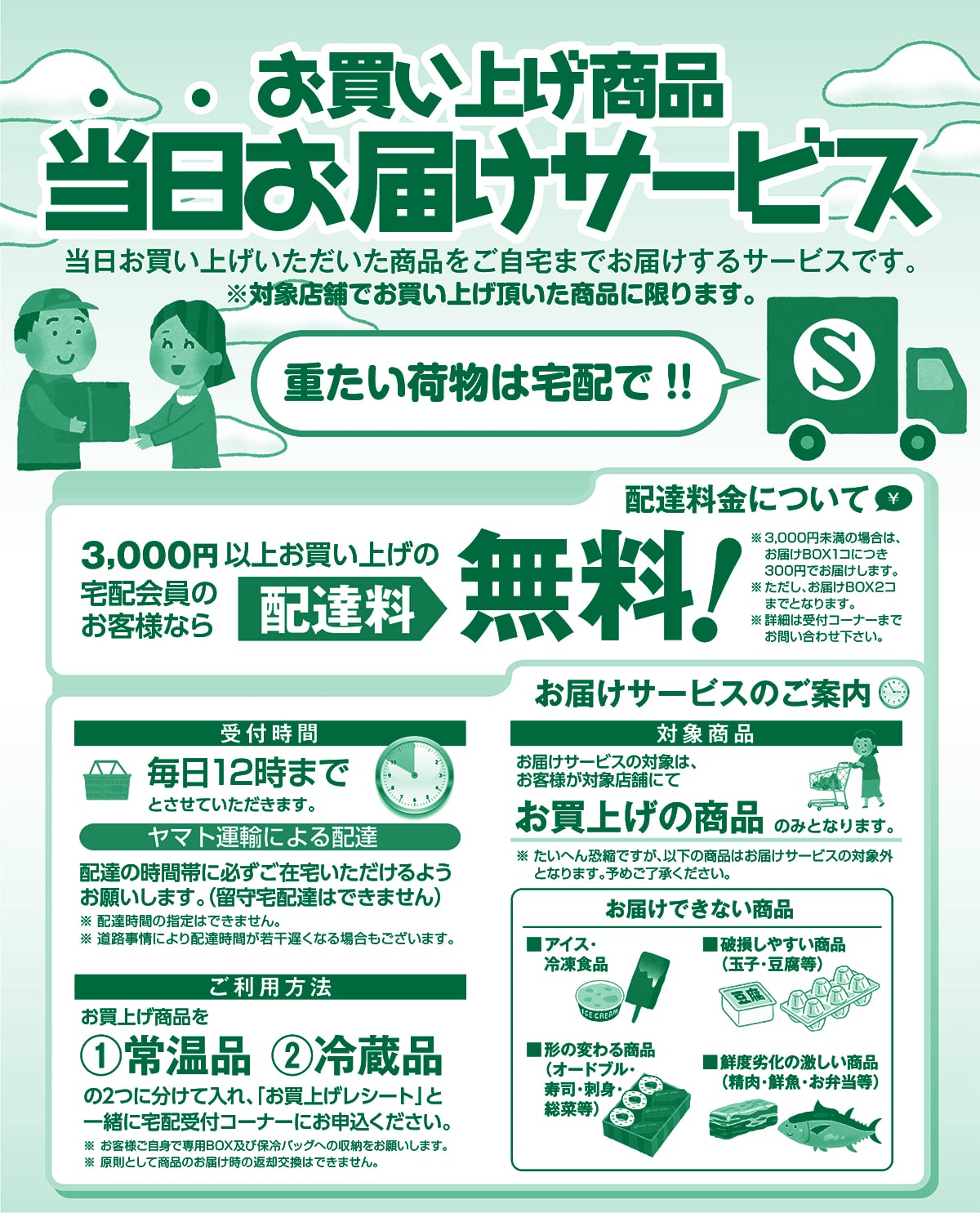 お買い上げ商品当日お届けサービス